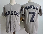 New York Yankees #7 Mickey Mantle Mitchell And Ness Gray With 75TH Patch Stitched Jersey,baseball caps,new era cap wholesale,wholesale hats